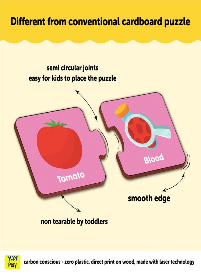 YaYplay Yay Play Color Match 2 Piece Wooden Jigsaw Puzzle, Set of 6 Wooden Puzzle for Kids, Montessori Early Educational Pre School Puzzle Toys for 2+ Years Kid - Image 5